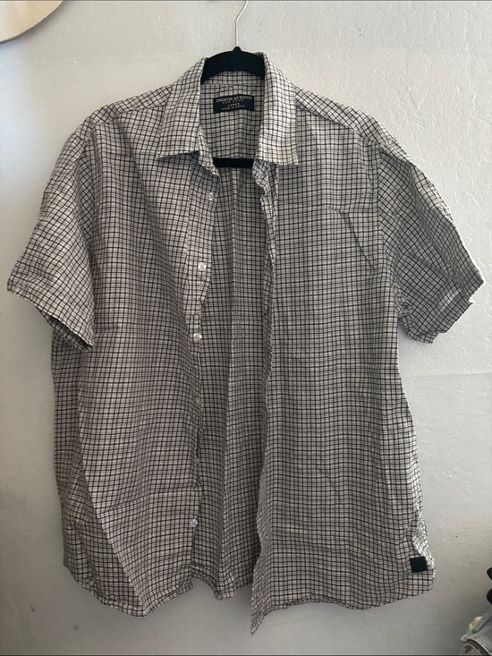 8th avenue Other - Men's Short-Sleeve Checked Button-Down Shirt - Black & White